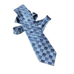 Antonio Fellini 100% Silk Handmade Blue Diamond Lattice Weave Icey Blue Career